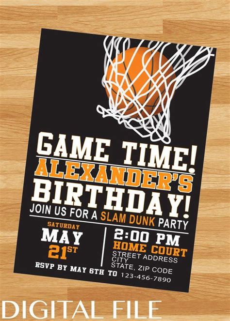 Basketball Theme Birthday Invitation