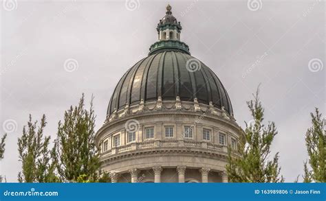 Panorama Famous Utah State Capitol Building Dome Framed with Trees ...