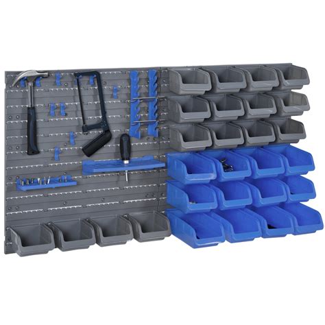 DURHAND 44 Piece Wall Mounted Tool Organizer Rack Kit with Storage Bins ...