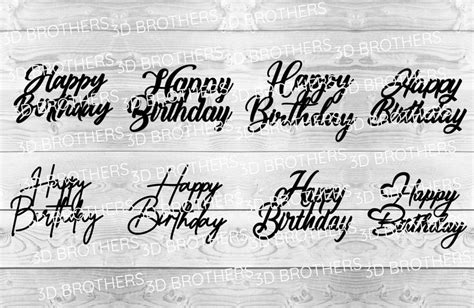 Happy Birthday Bundle Cake Topper SVG Italic Cursive Cake Topper Laser ...