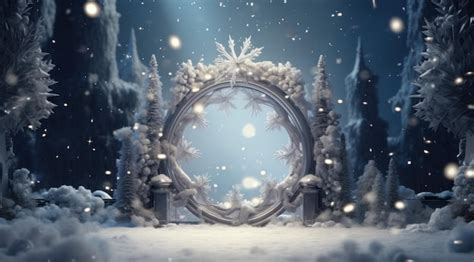 Premium AI Image | a christmas frame with snowflakes in front of it