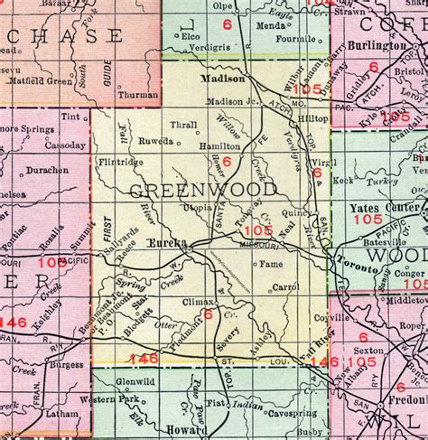 Greenwood County, Kansas, 1911, Map, Eureka, Severy, Madison