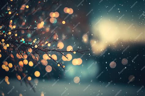 Premium Photo | Christmas snow on a background of bokeh lights