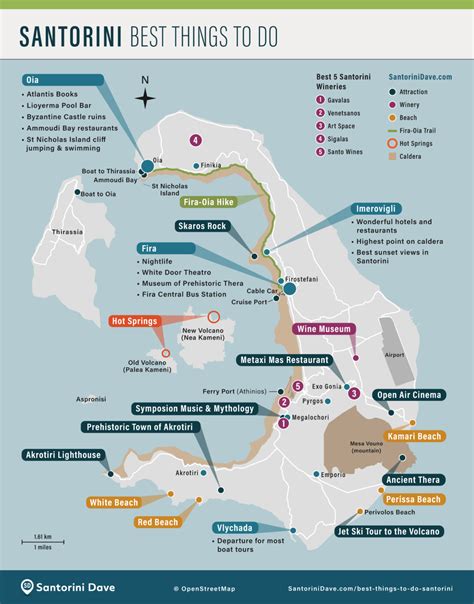 35 Maps of Santorini - Hotels, Towns, Beaches, Hikes, & Ferry Port