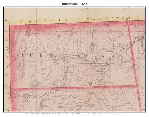 Burrillville, Rhode Island 1855 - Old Town Map Custom Print - 1855 ...