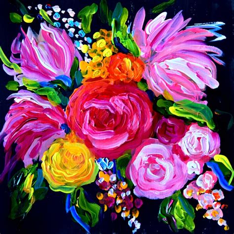 Still Life Bold Colorful Bouquet Flower Painting Fine Art - Etsy