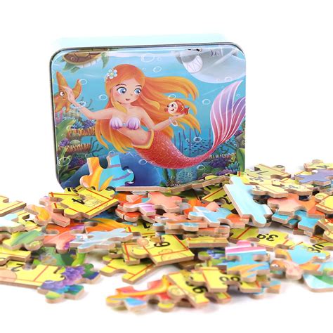 100 Pieces Puzzle with Iron Box Packing Cartoon Kids Jigsaw Puzzles ...