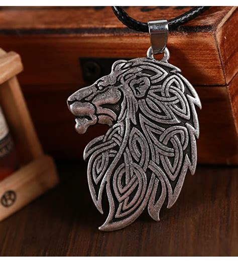 Celtic Lion Necklace African Lion Head Chain Judah Lion Hebrew Jewelry ...