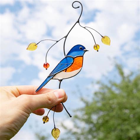 Stained glass bluebird suncatcher