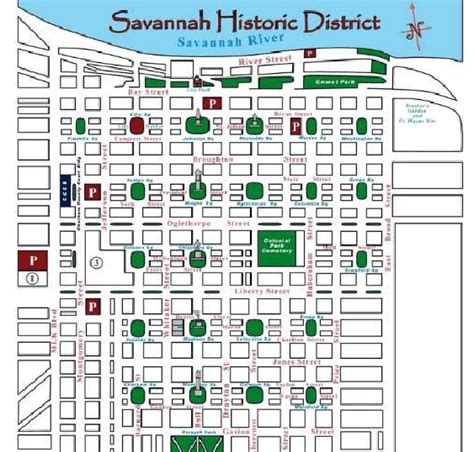 Map of historic downtown Savannah Georgia [2]. | Download Scientific ...