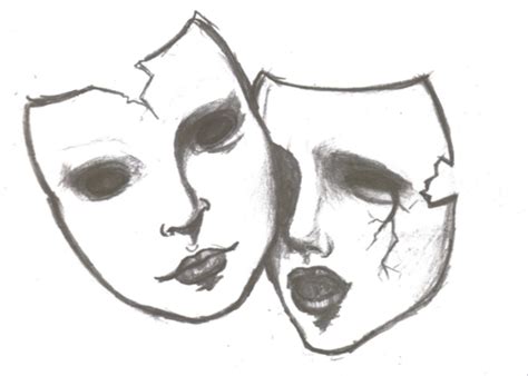 Theater Mask Drawing at PaintingValley.com | Explore collection of ...