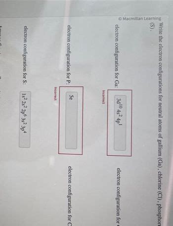 Answered: Macmilla electron configuration for Ga:… | bartleby