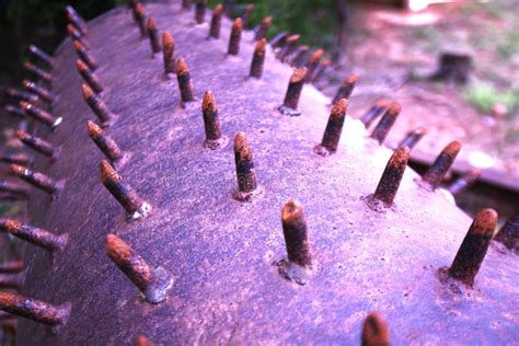 Closeup of Spikes on a Homemade Aerator. Stock Image - Image of ...