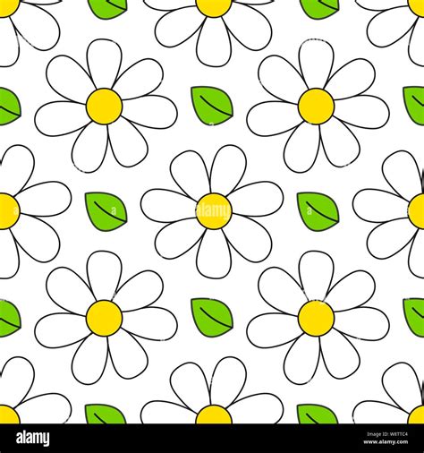 Daisy Cute Seamless Pattern. Floral Retro Style Simple Motif. White ...