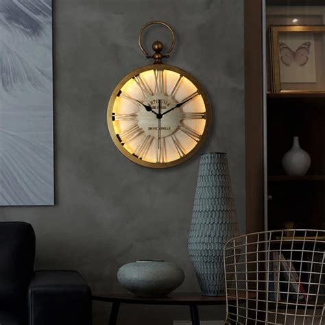 Vintage Wall Clock Modern Design Watch Clocks Home Decor Large Silent ...