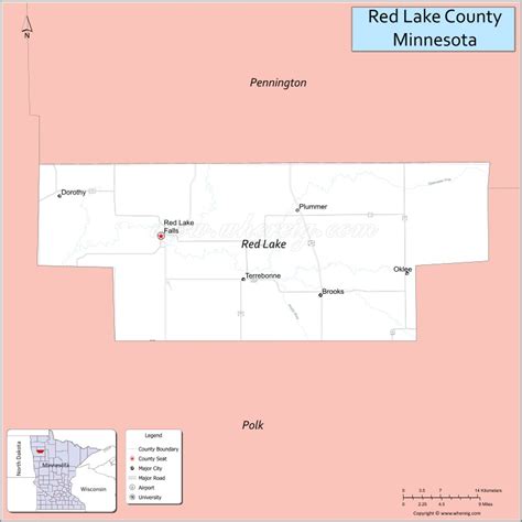 Map of Red Lake County, Minnesota showing cities, highways & important ...