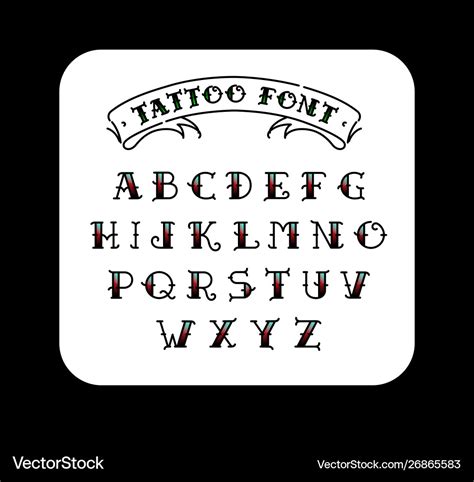 Traditional Tattoo Script Alphabet