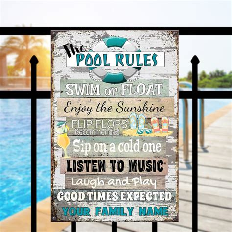 Pool Rules Home Decor Custom Your Metal Sign - The Happy Wood