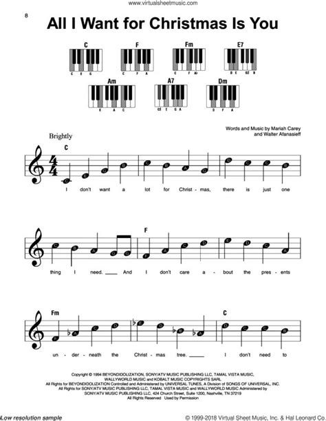 All I Want For Christmas Is You sheet music (beginner version 3) for ...