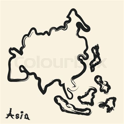 doodle drawing asia continent | Stock vector | Colourbox