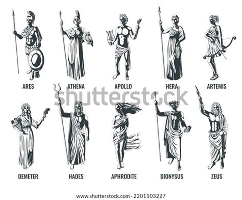 Ancient Greek Olympian Gods Their Names Stock Vector (Royalty Free ...