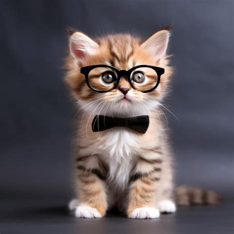 Premium AI Image | Closeup portrait of funny cat wearing glasses ...