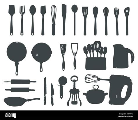 Kitchen tools silhouette, Kitchen utensils silhouette, Cooking tools ...