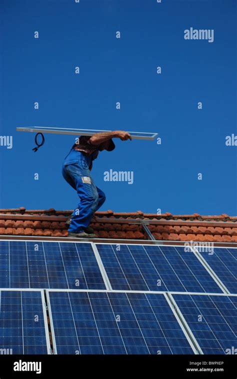 Installation of a solar plant Stock Photo - Alamy