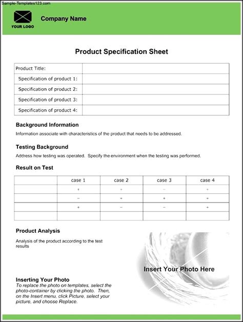 Product Specs Template