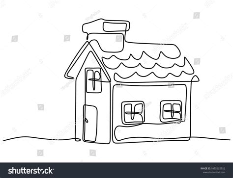 One Continuous Line Drawing Simple House Stock Vector (Royalty Free ...