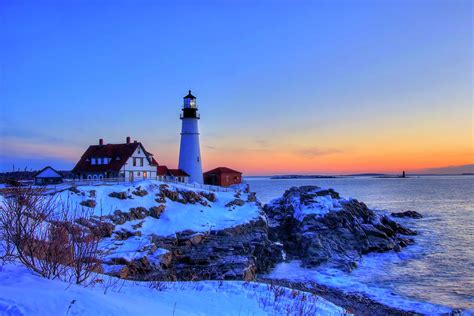 Portland Head Lighthouse in Winter Photograph by Joann Vitali