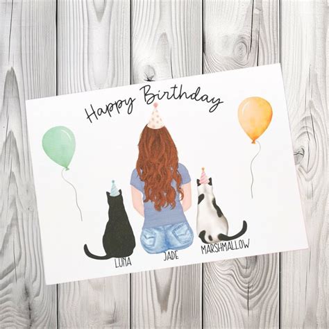 Happy Birthday Cat Card, Birthday Cards for Cat Owners, Personalised ...