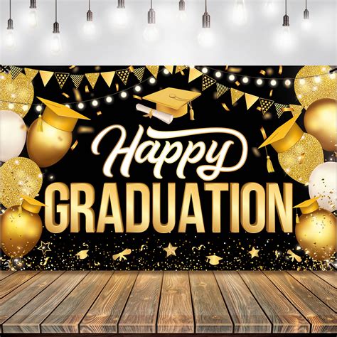 Buy KatchOn, Happy Graduation Banner Black and Gold - XtraLarge, 72x44 ...