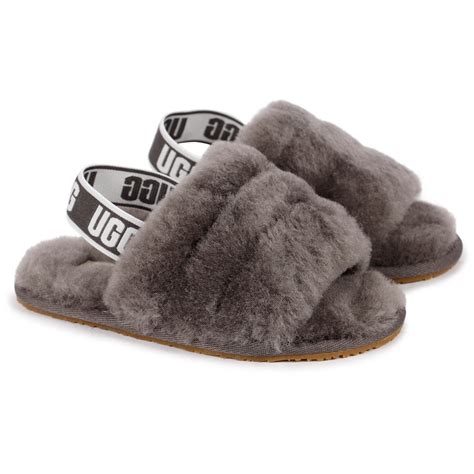 UGG Fluffy Slipper Sandals in Grey - BAMBINIFASHION.COM