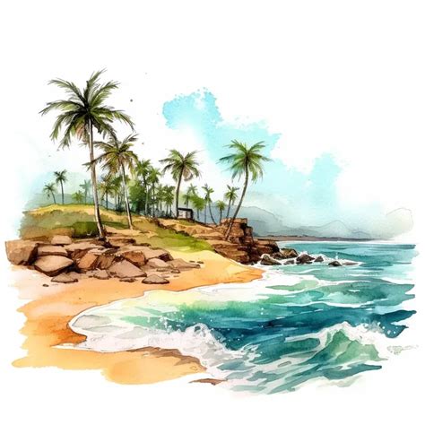 Watercolor Landscape Clipart Drawing Art Midjourney Prompt | PromptBase