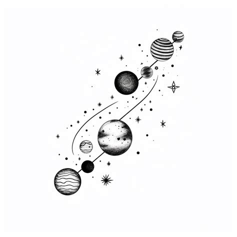 Premium Photo | A black and white drawing of planets and stars ...