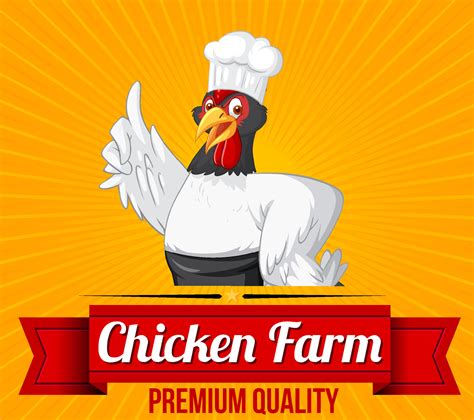 Chicken premium quality banner with chicken chef cartoon character ...