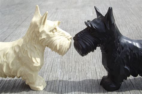 Vintage Black & White Whisky Dogs Figurines