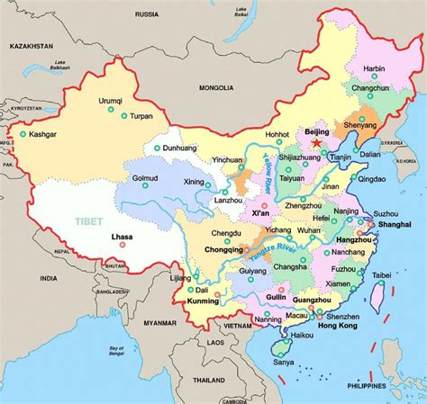 Map of China with major cities - China major cities map (Eastern Asia ...