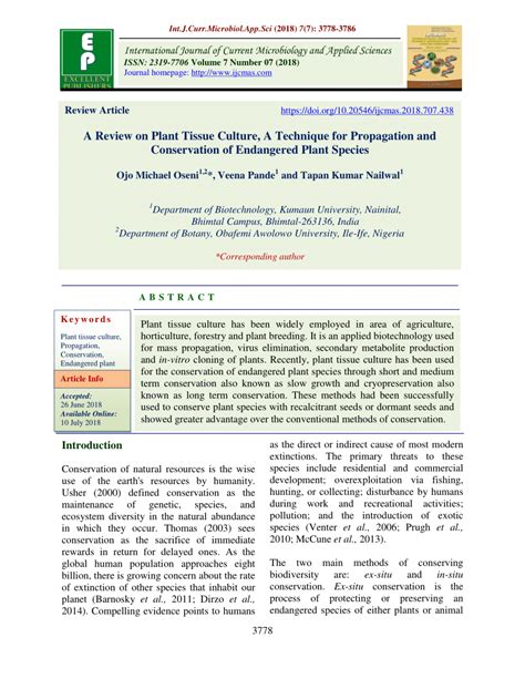 (PDF) A Review on Plant Tissue Culture, A Technique for Propagation and ...