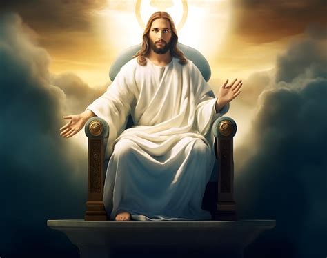 Premium AI Image | Jesus Christ sitting in throne at heaven