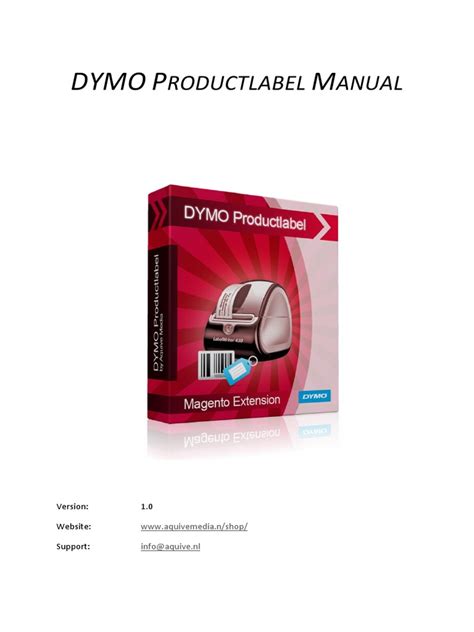 Dymo Productlabel Manual v1.0 | PDF