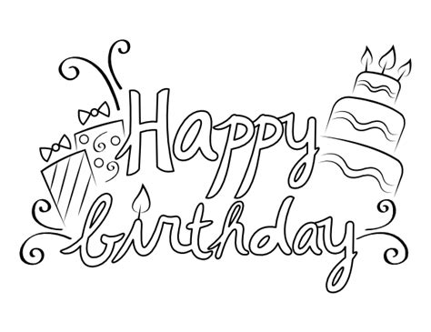 Printable Cursive Happy Birthday Coloring Page