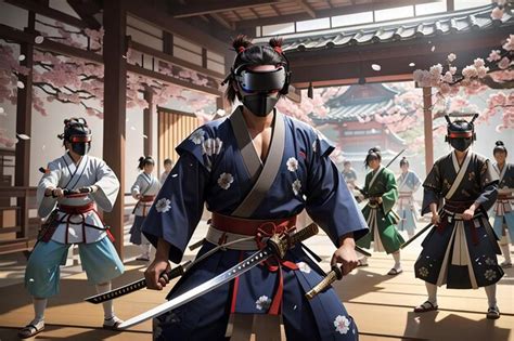 Premium AI Image | VR Samurai Swordsmanship Showdown