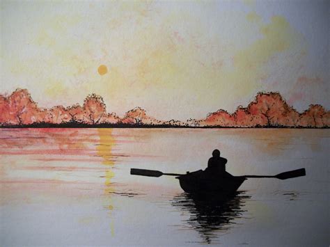 Row Boat Watercolor at PaintingValley.com | Explore collection of Row ...