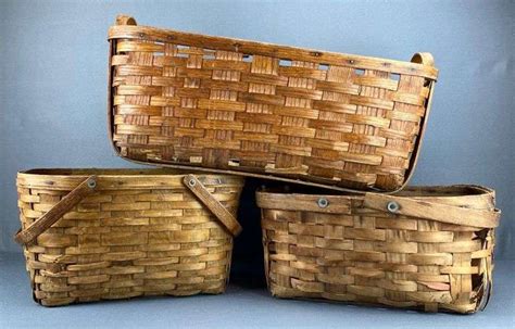 Group of 3 Woven Wood Baskets - Matthew Bullock Auctioneers