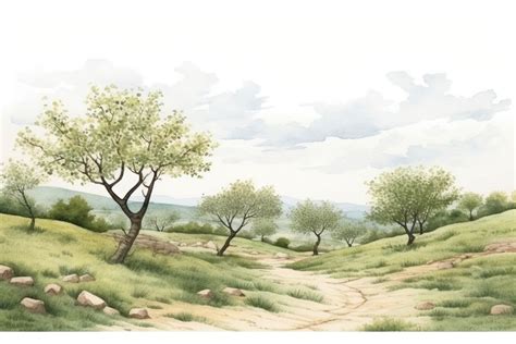 Landscape grassland outdoors drawing. AI | Free Photo Illustration ...