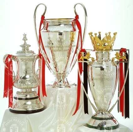 Manchester United : FA Cup, Champions League trophy and Premiership ...