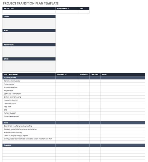 Project Transition Plan Template