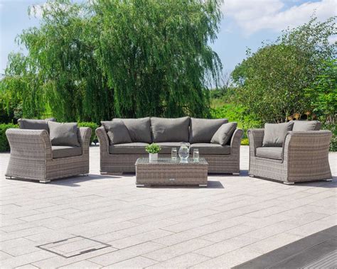 3 Seat Rattan Garden Sofa Set in Grey - Lisbon - Rattan Garden ...